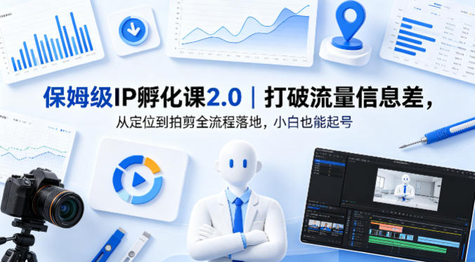保姆级IP孵化课2.0｜打破流量信息差，从定位到拍剪全流程落地，小白也能起号 - 淘金派资源网