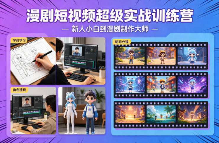 漫剧短视频超级实战训练营，新人小白到漫剧制作大师 - 淘金派资源网