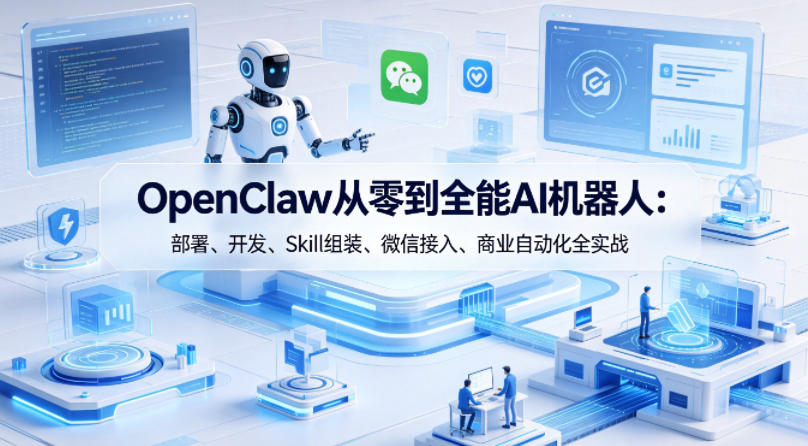 OpenClaw从零到全能AI机器人：部署、开发、Skill组装、微信接入、商业自动化全实战 - 淘金派资源网