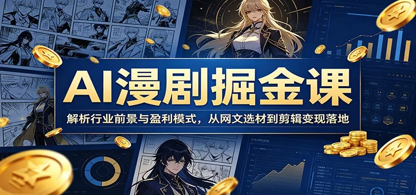 AI漫剧掘金课：解析行业前景与盈利模式，从网文选材到剪辑变现落地 - 淘金派资源网
