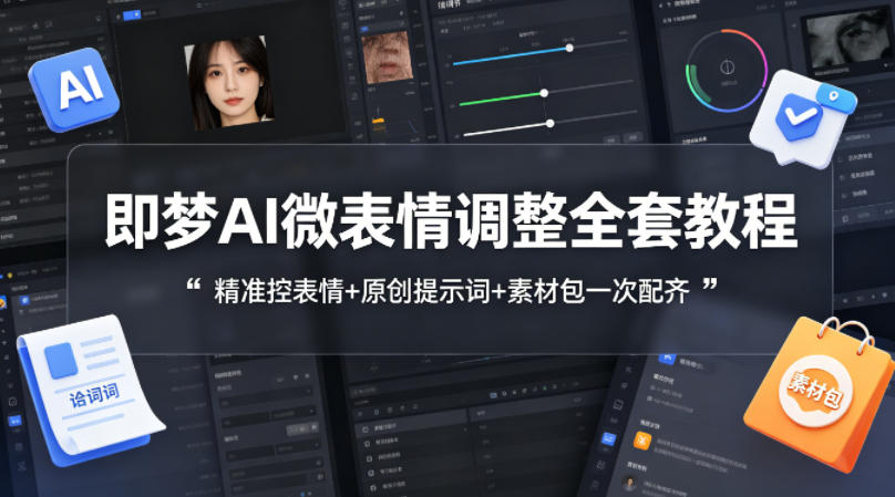 即梦AI微表情调整全套教程，精准控表情+原创提示词+素材包一次配齐 - 淘金派资源网