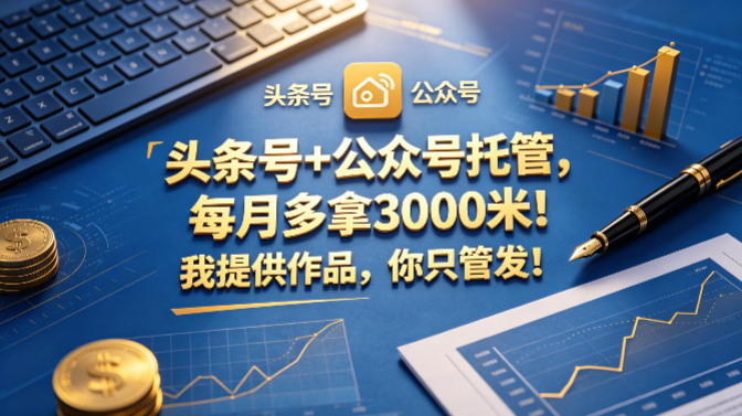 头条号+公众号托管，每月多拿3000米！我提供作品，你只管发！【揭秘】 - 淘金派资源网