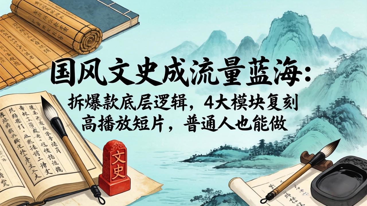 国风文史成流量蓝海：拆爆款底层逻辑，4大模块复刻高播放短片，普通人也能做 - 淘金派资源网