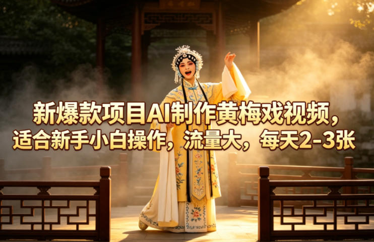 新爆款项目AI制作黄梅戏视频，适合新手小白操作，流量大，每天2-3张 - 淘金派资源网