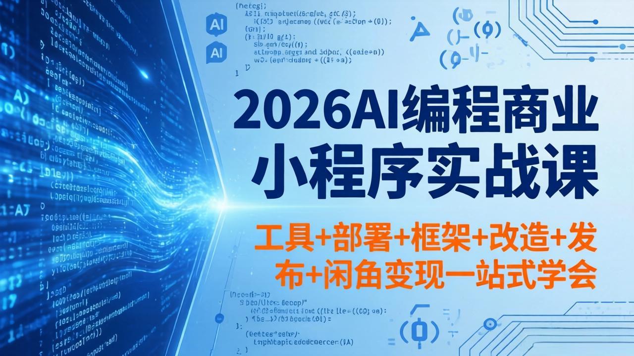 2026AI编程商业小程序实战课，工具+部署+框架+改造+发布+闲鱼变现一站式学会 - 淘金派资源网