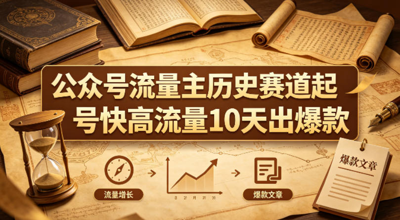 公众号流量主之历史赛道，起号快+高流量，10天就能出爆款！ - 淘金派资源网