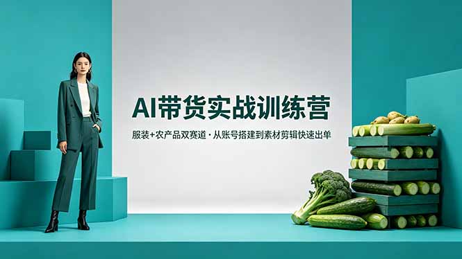 AI带货实战训练营，服装+农产品双赛道，从账号搭建到素材剪辑快速出单 - 淘金派资源网