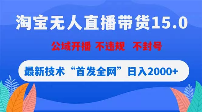 淘宝无人直播带货15.0，不封号，不违规，公域玩法，首发全网日入2000+ - 淘金派资源网