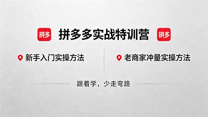 拼多多实战特训营(更新5月3 - 淘金派资源网