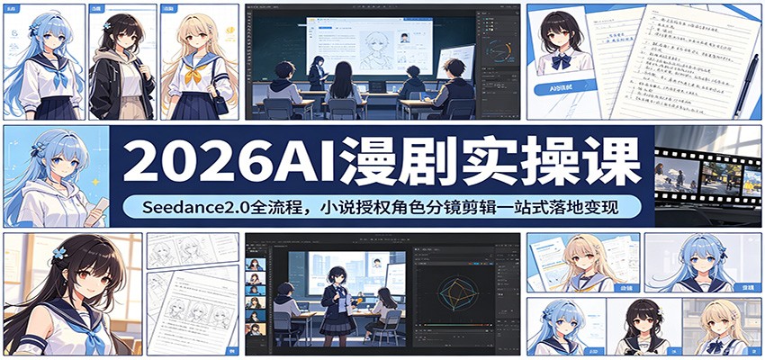 2026AI漫剧实操课：Seedance2.0全流程，小说授权角色分镜剪辑一站式落地变现 - 淘金派资源网