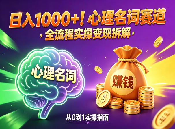 心理名词赛道，新手小白也能做，全流程项目拆解，单日变现1k+ - 淘金派资源网