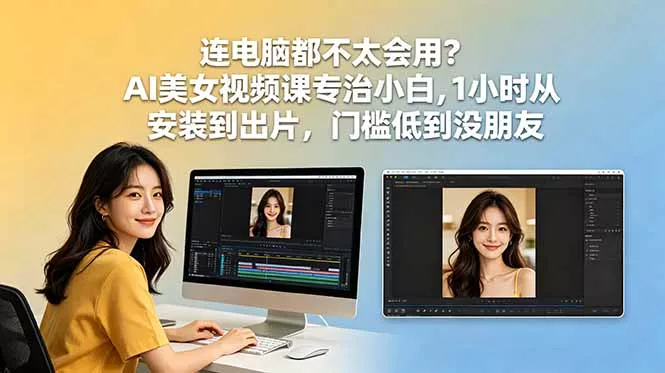 连电脑都不太会用？AI美女视频课专治小白，1小时从安装到出片，门槛低到没朋友 - 淘金派资源网