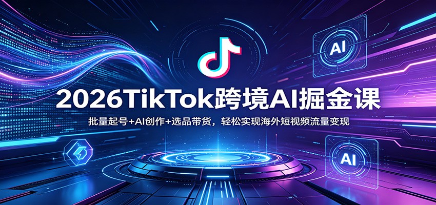 2026TikTok跨境AI掘金课：批量起号+AI创作+选品带货，轻松实现海外短视频流量变现 - 淘金派资源网