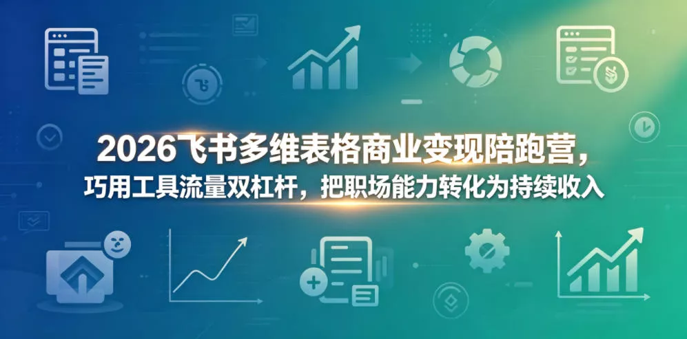 2026飞书多维表格商业变现陪跑营，巧用工具流量双杠杆，把职场能力转化为持续收入 - 淘金派资源网
