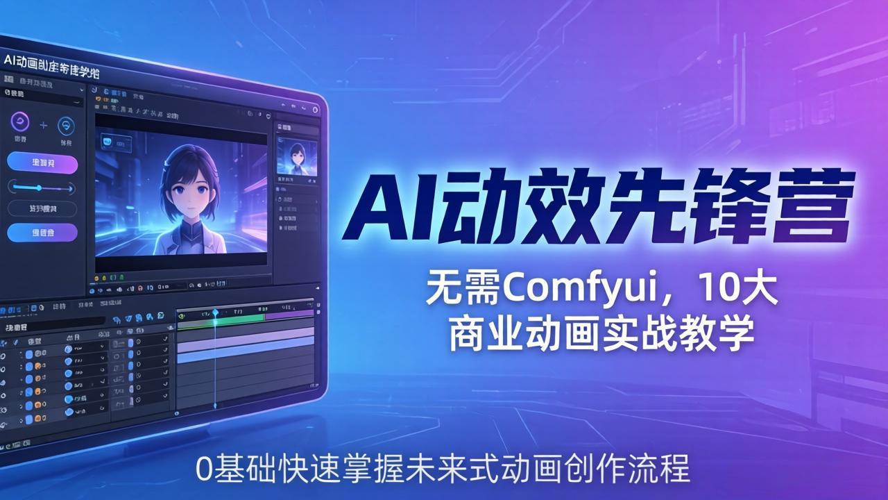 AI 动效先锋营：无需Comfyui，10大商业动画实战教学，0基础快速掌握未来式动画创作流程 - 淘金派资源网