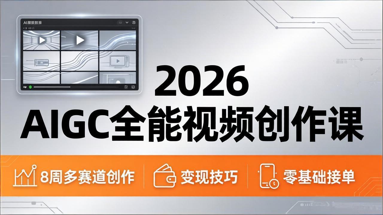 2026AIGC全能视频创作课，8周吃透多赛道创作+变现，零基础也能高效出片接单 - 淘金派资源网