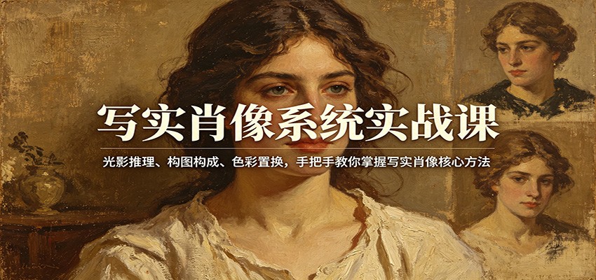 写实肖像系统实战课：光影推理、构图构成、色彩置换，手把手教你掌握写实肖像核心方法 - 淘金派资源网