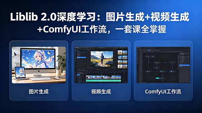 Liblib 2.0深度学习：图片生成+视频生成+ComfyUI工作流，一套课全掌握 - 淘金派资源网