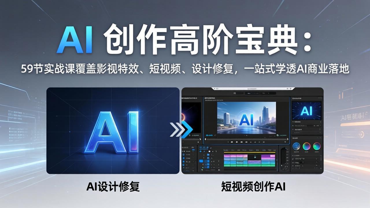 AI 创作高阶宝典：59节实战课覆盖影视特效、短视频、设计修复，一站式学透AI商业落地 - 淘金派资源网