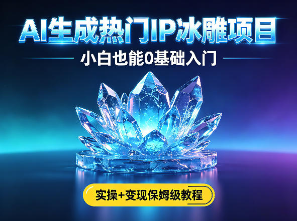 AI生成热门ip冰雕项目，小白也能0基础入门，实操+变现保姆级教程 - 淘金派资源网