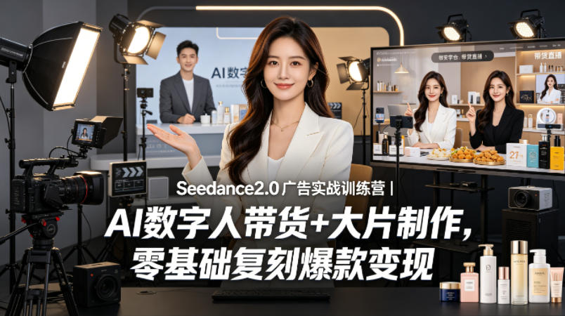 Seedance2.0广告实战训练营｜AI数字人带货+大片制作，零基础复刻爆款变现 - 淘金派资源网