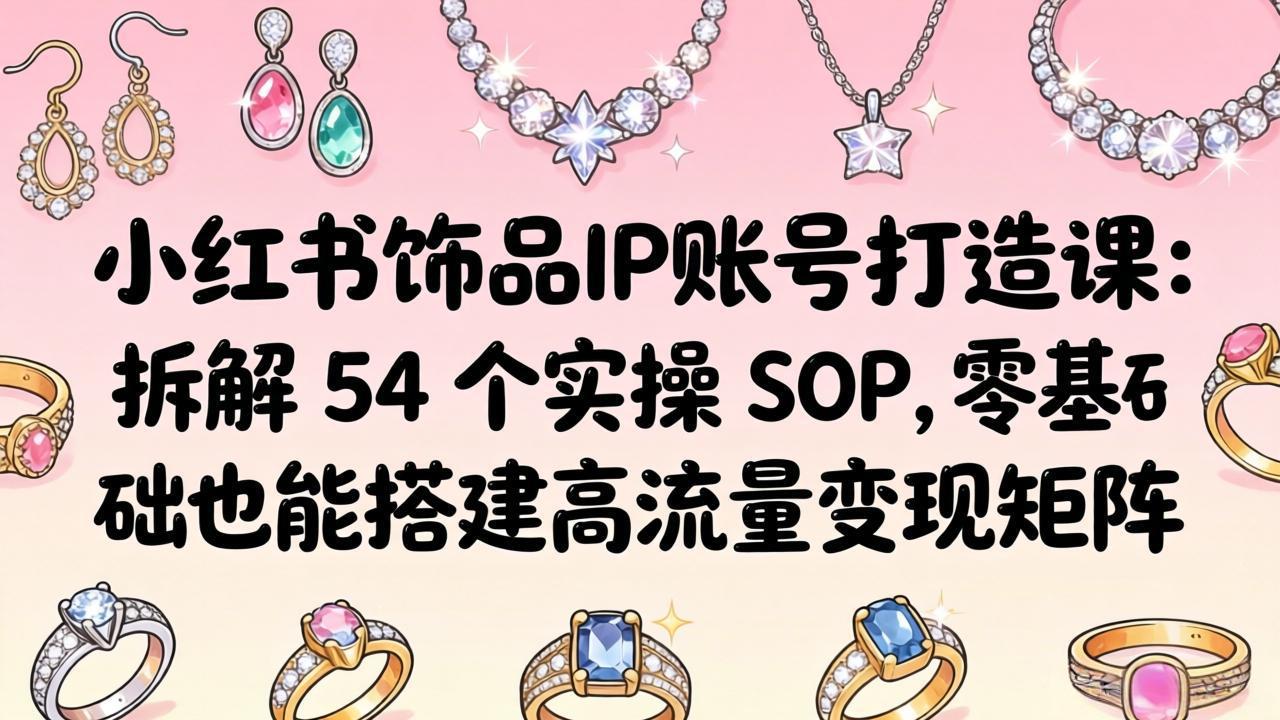 小红书饰品IP账号打造课：拆解 54 个实操 SOP，零基础也能搭建高流量变现矩阵 - 淘金派资源网