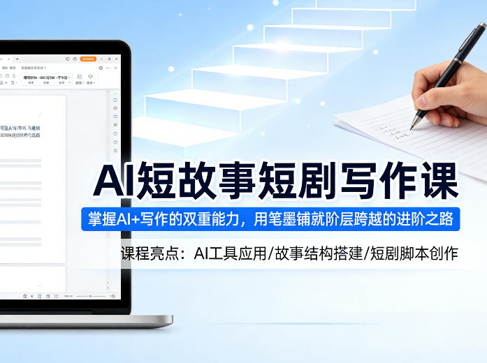 AI短故事短剧写作课，掌握AI+写作的双重能力，用笔墨铺就阶层跨越的进阶之路 - 淘金派资源网