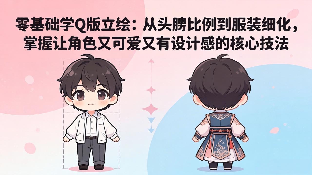 零基础学Q版立绘：从头身比例到服装细化，掌握让角色又可爱又有设计感的核心技法 - 淘金派资源网
