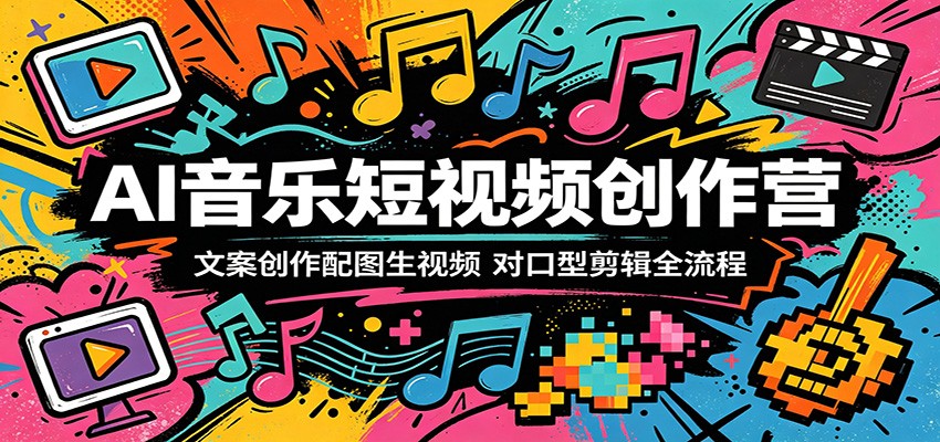 AI音乐短视频创作营：文案创作配图生视频，对口型剪辑全流程 - 淘金派资源网