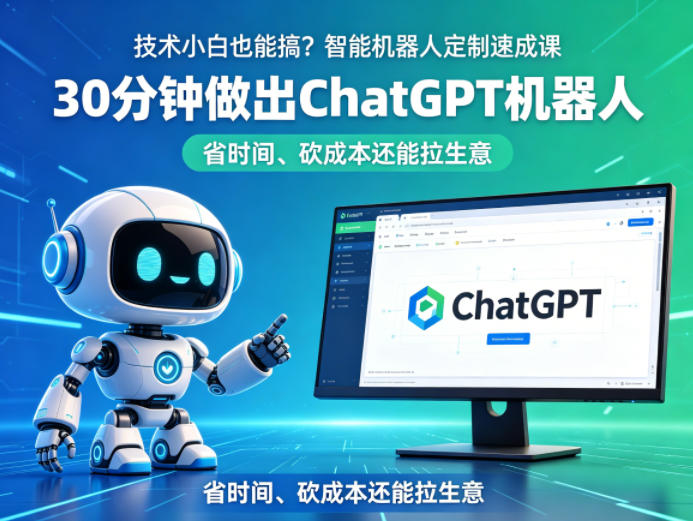 技术小白也能搞？智能机器人定制速成课，30分钟做出ChatGPT机器人，省时间、砍成本还能拉生意 - 淘金派资源网