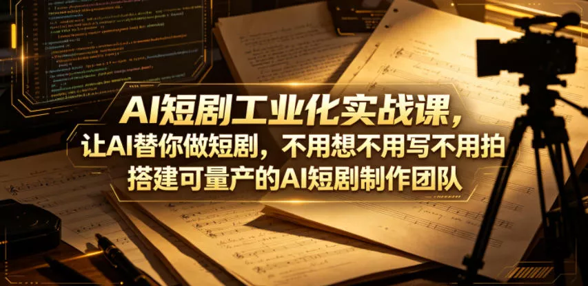 AI短剧工业化实战课，让AI替你做短剧，不用想不用写不用拍，搭建可量产的AI短剧制作团队 - 淘金派资源网