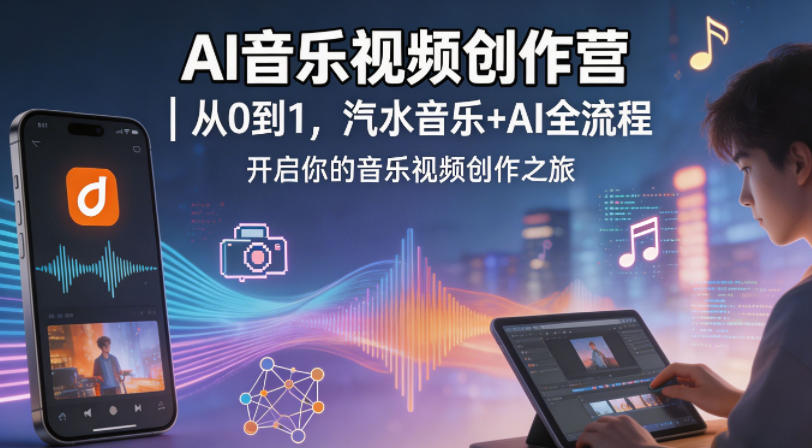 AI音乐视频创作营｜从0到1，汽水音乐+AI全流程，开启你的音乐视频创作之旅 - 淘金派资源网
