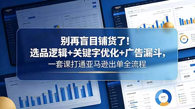 别再盲目铺货了！选品逻辑+关键字优化+广告漏斗，一套课打通亚马逊出单全流程 - 淘金派资源网