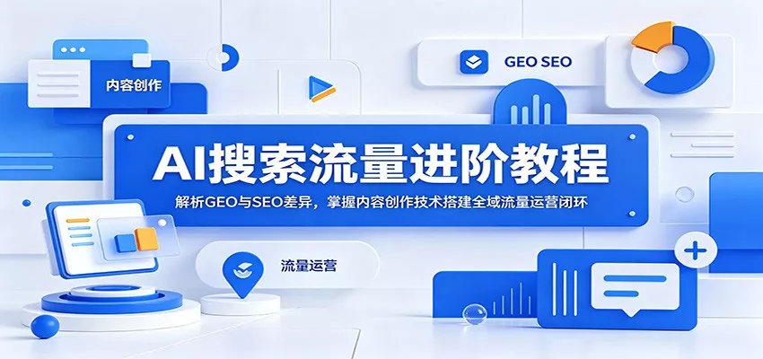 AI搜索流量进阶教程：解析GEO与SEO差异，掌握内容创作技术搭建全域流量运营闭环 - 淘金派资源网