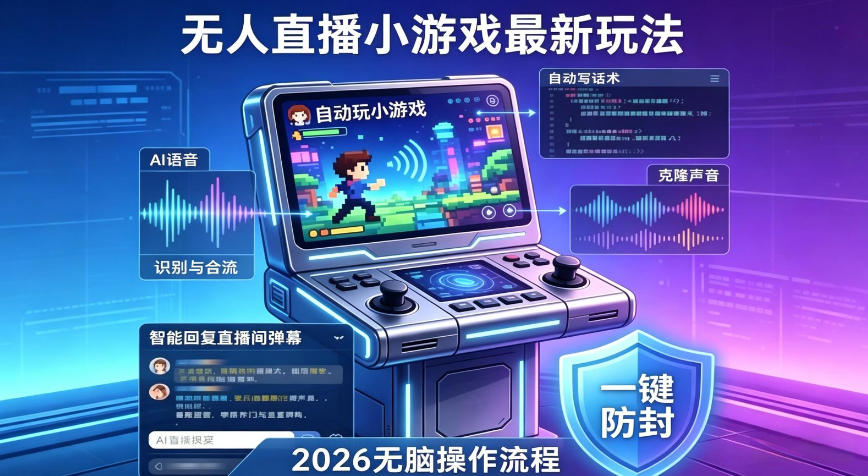 2026年AI无人直播小游戏全流程，不违规不封号，开启创业副业增收之路，小白月入1w+【揭秘】 - 淘金派资源网
