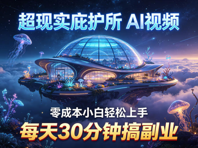 超现实庇护所AI视频项目拆解，零成本小白轻松上手，每天30分钟搞副业 - 淘金派资源网