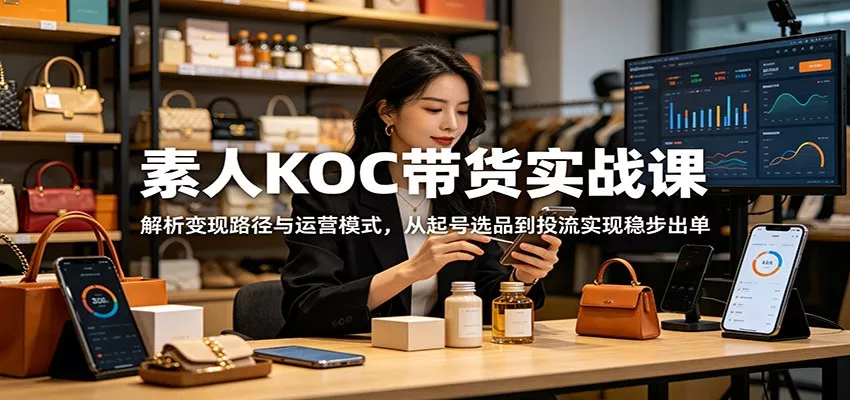 素人KOC带货实战课：解析变现路径与运营模式，从起号选品到投流实现稳步出单 - 淘金派资源网