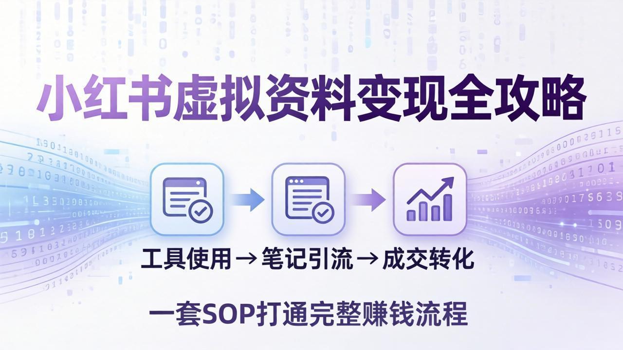 小红书虚拟资料变现全攻略：从工具使用到笔记引流成交，一套 SOP 打通完整赚钱流程 - 淘金派资源网