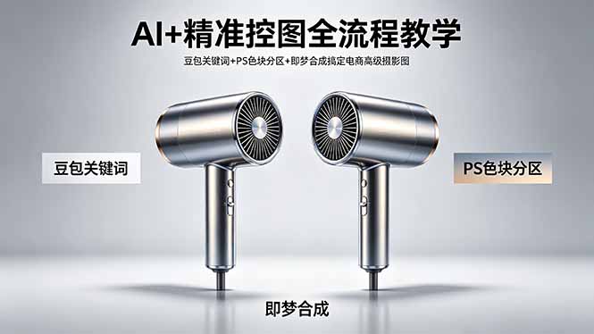 AI+精准控图全流程教学 豆包关键词+PS色块分区+即梦合成搞定电商高级摄影图 - 淘金派资源网