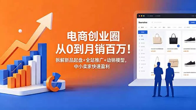 电商创业圈从0到月销百万！拆解新品起盘+全站推广+动销模型，中小卖家快速盈利 - 淘金派资源网