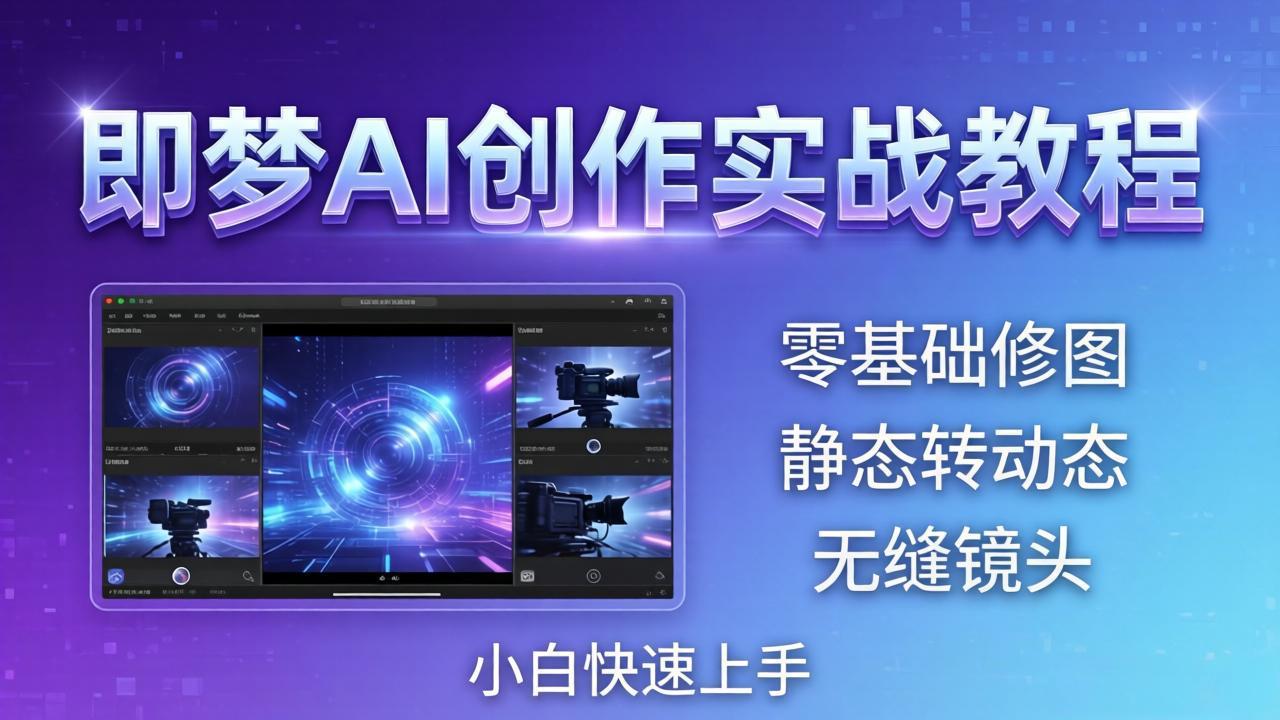 即梦AI创作实战教程，从零基础修图到AI导演，实战教学静态转动态+无缝镜头，小白快速上手 - 淘金派资源网