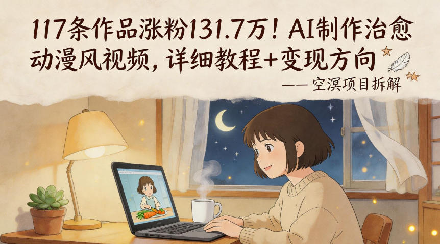 117条作品涨粉131.7W！AI制作治愈动漫风视频，详细教程+变现方向 - 淘金派资源网