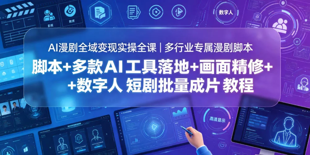 AI漫剧全域变现实操全课｜多行业专属漫剧脚本+多款AI工具落地+画面精修+数字人短剧批量成片全教程 - 淘金派资源网
