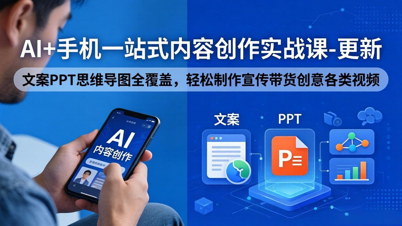AI+手机一站式内容创作实战课-更新，文案PPT思维导图全覆盖，轻松制作宣传带货创意各类视频 - 淘金派资源网