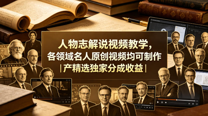 人物志解说视频教学，各领域名人原创视频均可制作丨精选独家分成收益(更新0430) - 淘金派资源网