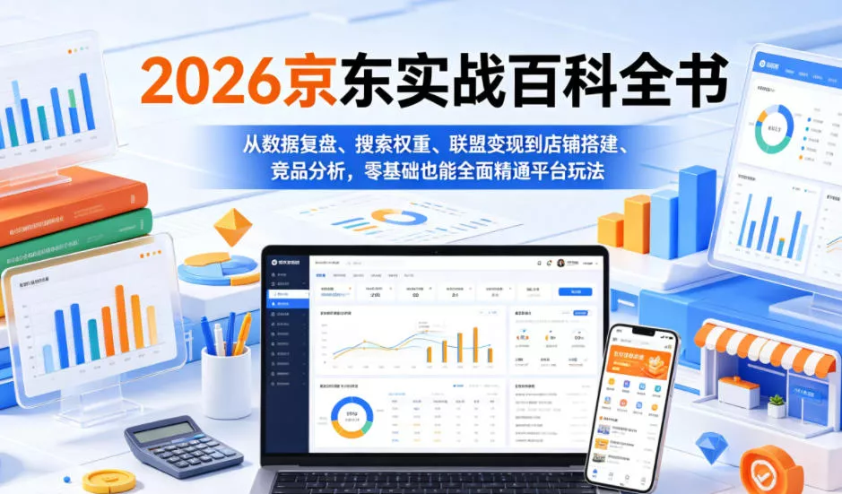 2026京东实战百科全书，从数据复盘、搜索权重、联盟变现到店铺搭建、竞品分析，零基础也能全面精通平台玩法 - 淘金派资源网