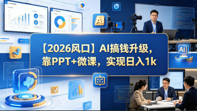 【2026风口】AI搞钱升级，靠PPT+微课，实现日入1k - 淘金派资源网