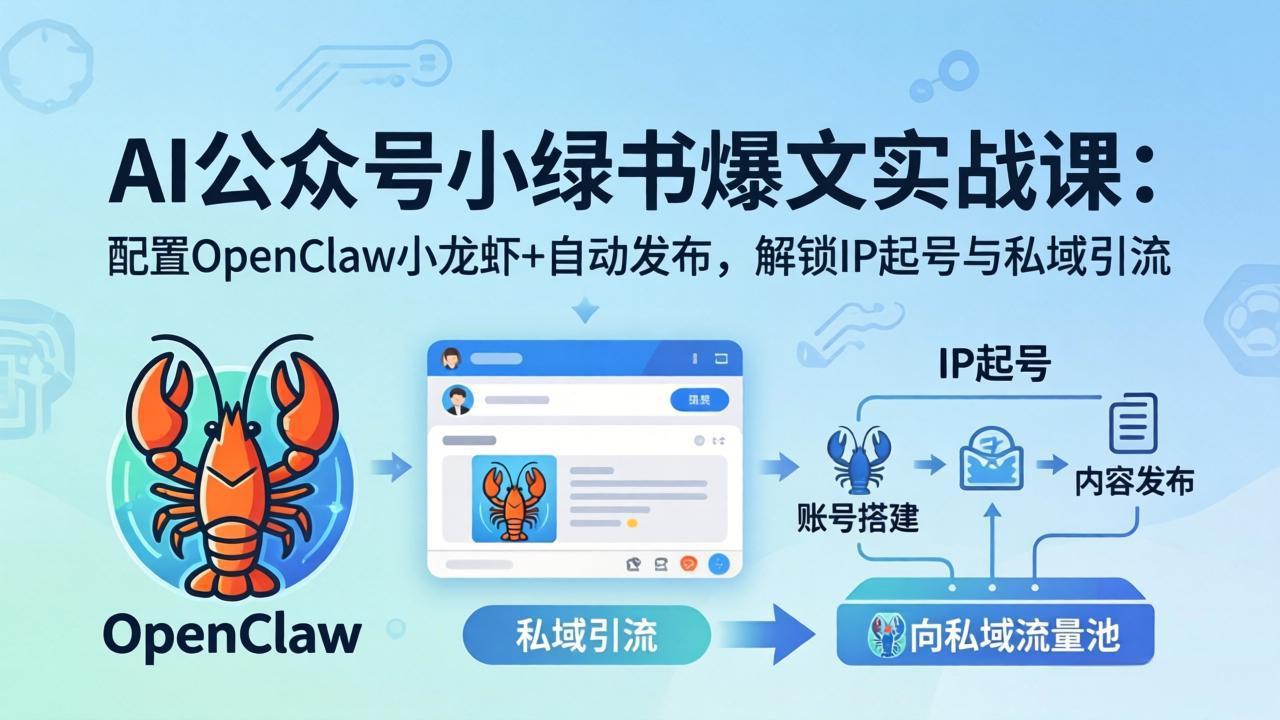 AI公众号小绿书变现实战课：小绿书爆文写作+OpenClaw自动发布，解锁IP起号与私域引流 - 淘金派资源网