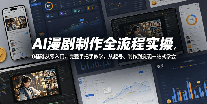 AI漫剧制作全流程实操，0基础从零入门，完整手把手教学，从起号、制作到变现一站式学会 - 淘金派资源网