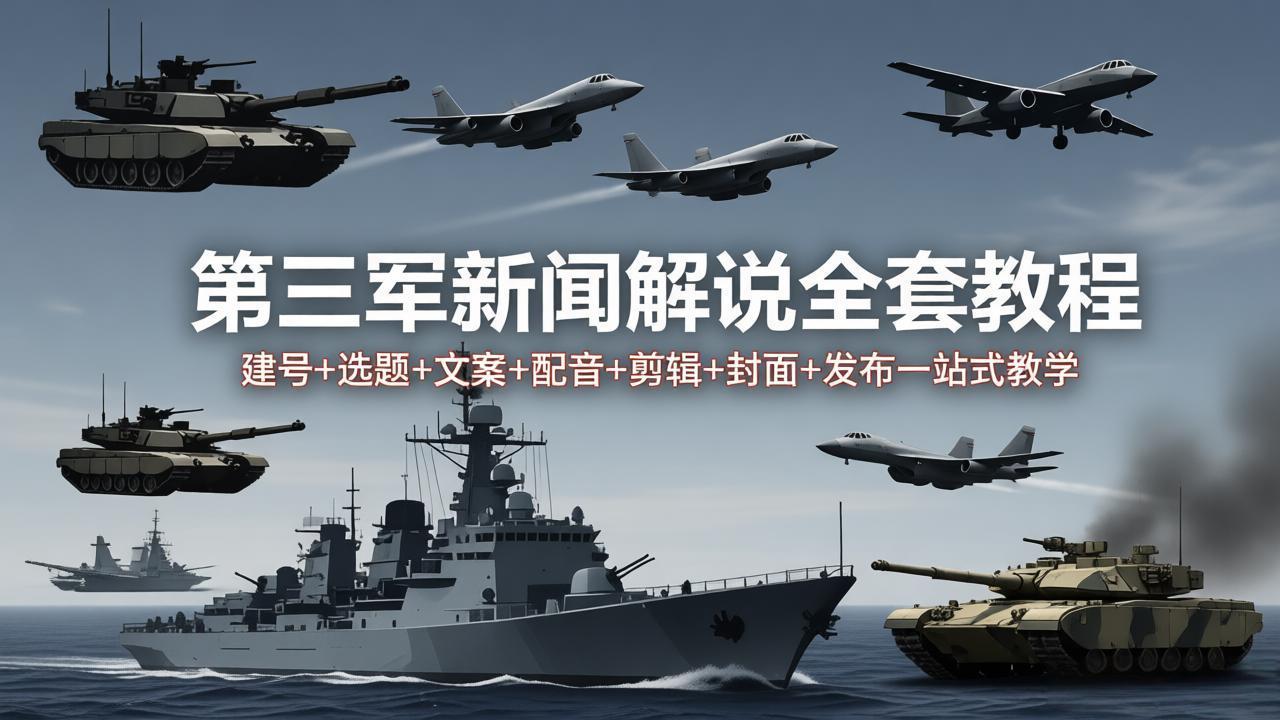 第三军迷新闻解说全套教程：建号+选题+文案+配音+剪辑+封面+发布一站式教学 - 淘金派资源网